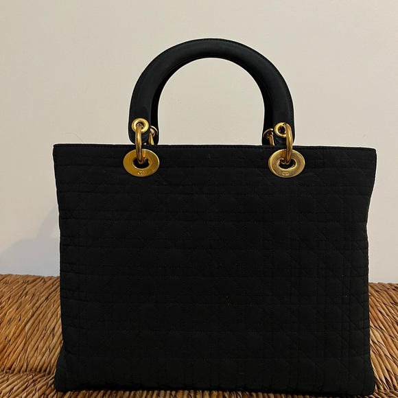 Authentic Lady Dior Black Cannage fabric bag with Gold Hardware - Picture 2 of 10